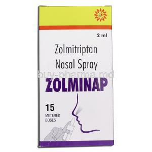 Zolminap Nasal Spray 2ml, Generic ZOMIG, Zolmitriptan 5mg, Box