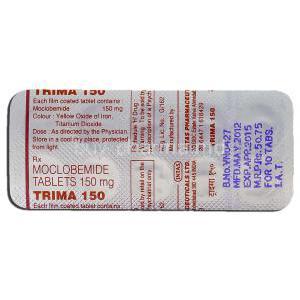 Trima 150, Generic Manerix Aurorix, Moclobemide 150mg, Strip description