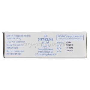 Topirol 100, Generic Topamax, Topiramate 100mg, Sun Pharmaceutical manufacturer