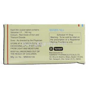 Valzaar 160, Valsartan 160mg, Box description