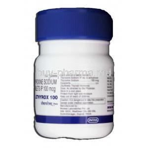 Lethyrox 100, Generic Synthroid Eltroxin Levothroid, Levothyroxine Sodium 100mcg, Bottle description