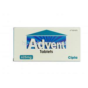 Advent, Generic Augmentin and Clavulin, Amoxycillin and Clavulanic Acid, 500 mg and 125 mg, Box