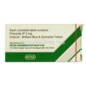 Mozep, Generic Orap, Pimozide, 2 mg, Box Description