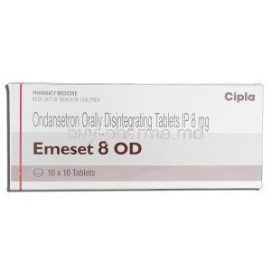 Emeset 8 OD, Generic Zofran, Ondansetron Orally Disintegrating 8mg, Box