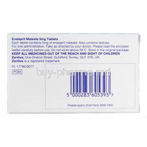 Enalapril, Generic Vasotec, Enalapril Maleate 5mg, Box Description