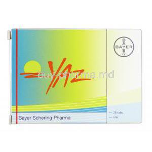 Yaz, Branded Yaz, Drospirenone and Ethinylestradiol, 3.0mg and 0.02mg, Box