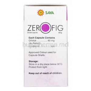 Zerofig, Generic Xenical, Orlistat 60mg, Box Description