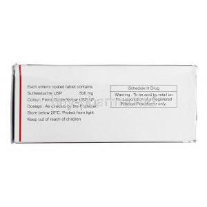 Saaz DR, Generic Sulfasalazine, Sulfasalazine DR 500mg, Box Description