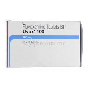 Uvox 100, Generic Luvox, Fluvoxamine 100 mg, Box