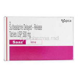 Saaz DR, Generic Sulfasalazine, Sulfasalazine DR 500mg, Box