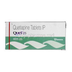 Quel-25, Generic Seroquel, Quetiapine, 25mg, Box