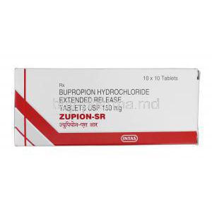 Zupion-SR, Geneiric Wellbutrin SR or Zyban, Bupropion Hydrochloride ER, 150 mg, Box