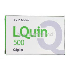 LQuin 500, Generic Levaquin or Tavanic, Levofloxacin, 500 mg, Box