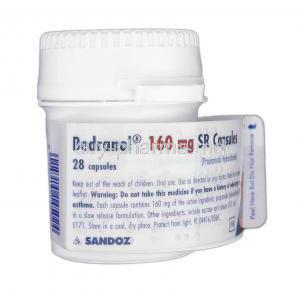 Bedranol SR, Generic Inderal LA, Propronolol SR, 160 mg, Bottle