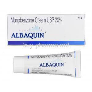 Albaquin Cream, Brand, Monobenzone, 20 percent, Box and Tube