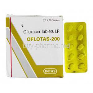 Oflotas-200, Generic Floxin, Ofloxacin, 200 mg, Box and Strip