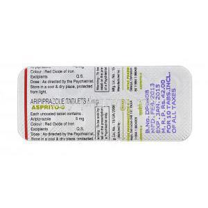 Asprito-5, Generic Ability, Aripiprazole, 5 mg, Strip Description
