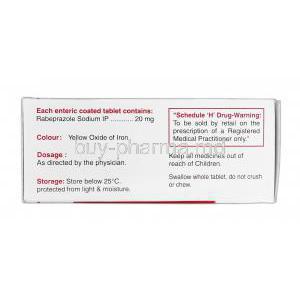 Rabesec-20, Generic Aciphex and Pariet, Rabeprazole, 20 mg, Box Description (2)