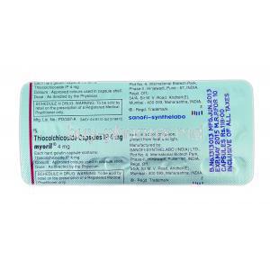 Myoril, Branded, Thiocolchicoside, 4 mg, Strip Description