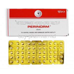 Perinorm, Generic Reglan, Metoclopramide HCL, 10 mg, Box and Strip