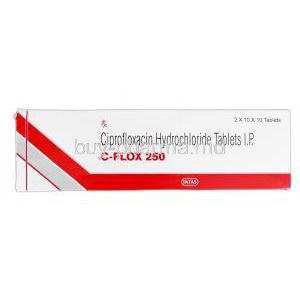 C-Flox 250, Generic  Cipro, Ciprofloxacin  250mg Box