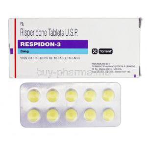 Respidon-3, Generic Risperdal, Risperidone, 3 mg, Box and Strip