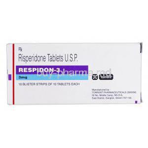 Respidon-3, Generic Risperdal, Risperidone, 3 mg, Box