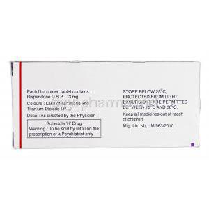 Respidon-3, Generic Risperdal, Risperidone, 3 mg, Box Description