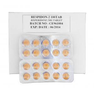 Respidone 2, Generic Risperdal, Risperidone 2mg, Box and Strip