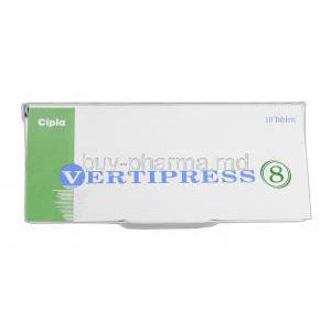 Vertipress 8, Generic Serc, Betahistine, 8 mg, Box