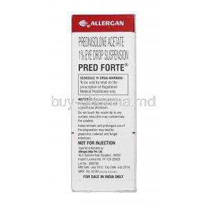 Pred Forte 10ml Eye Drop, Branded, Prednisolone acetate, 1%, Box Instruction