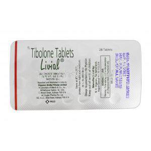 Livial, Branded, Tibolone, 2.5 mg, Strip Description