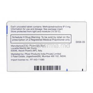 Medrol, Brand, Methylprednisolone, 4mg, Box Description