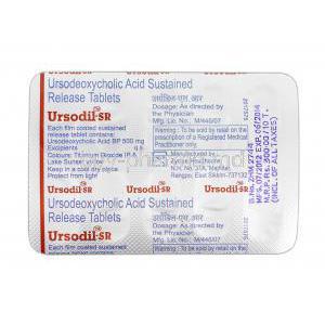 Ursodil-SR, Generic Urso, Ursodeoxycholic Acid SR, 500ng, Strip Description