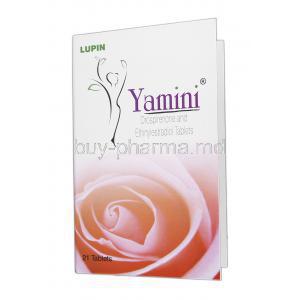 Yamini, Generic Yasmin, Drospirenone and Ethinylestradiol, 3 mg and 0.03 mg, Box