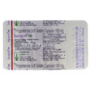 Lupigest, Progesterone 100mg  blister pack information