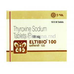 Eltibio, Generic Synthroid, Thyroxine Sodium 100mcg box