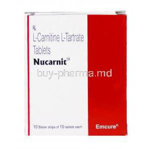 Nucarnit, Generic Carnitor, L-Carnitine L-Tartrate 330mg box