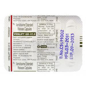 Venlift OD, Generic Effexor XR, Venlafaxine XR 37.5mg  blister pack