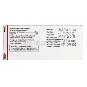 Hytrin, Terazosin Hcl 5mg box information