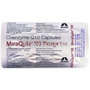 Miraqule, Coenzyme Q10 100mg blister pack information
