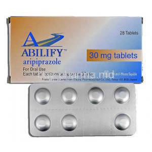 Abilify, Aripiprazole 30mg Box and Strip