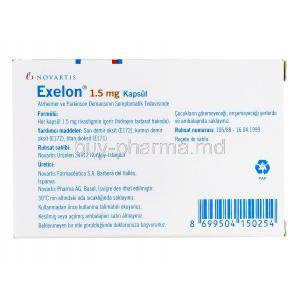Exelon, Rivastigmine Hydrogen Tartrate 1.5mg Turkey