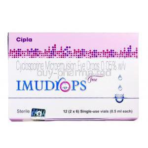 Imudrops, Generic Restasis,  Cyclosporine Eyedrops  box