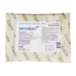 Imudrops, Generic Restasis,  Cyclosporine Eyedrops packaging