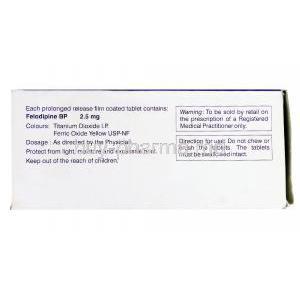 Plendil, Felodipine 2.5mg box side