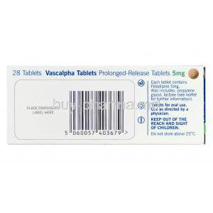 Vascalpha, Generic Plendil, Felodipine  5mg box information