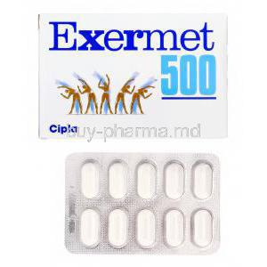 Exermet, Generic Glucophage, Metformin 500mg Prolonged-release