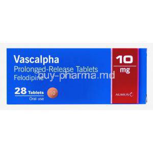 Vascalpha, Generic Plendil, Felodipine 10mg Prolonged-Release box