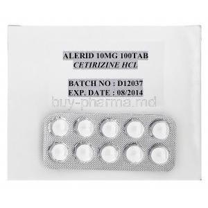 Alerid, Generic  Zyrtec, Cetirizine 10mg